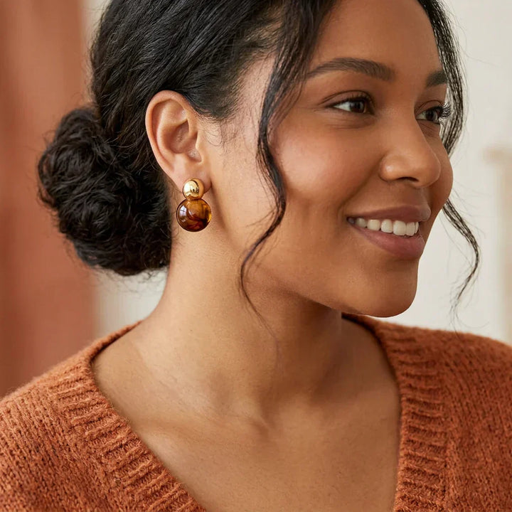 Lark Amber Drop Øredobber | Gull