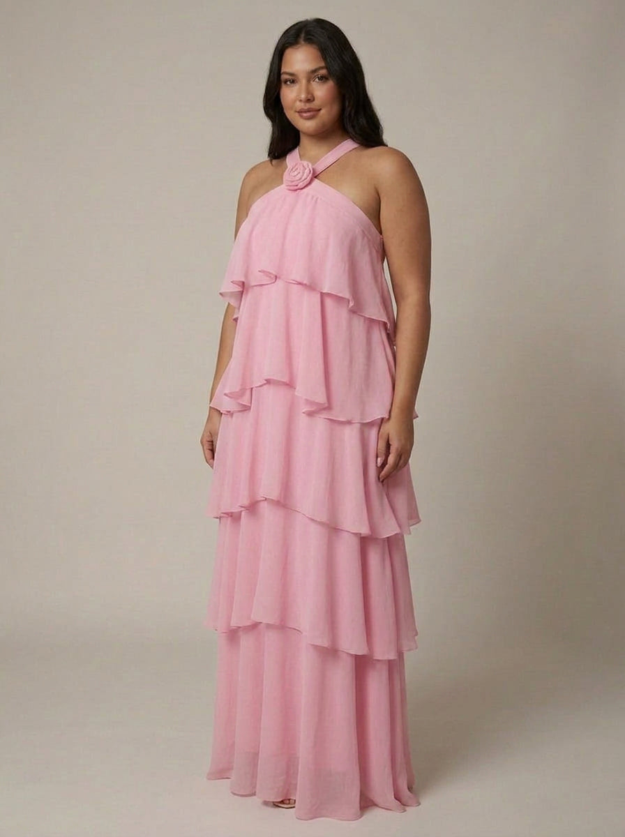 Blomster Ruffle Maxi Kjole