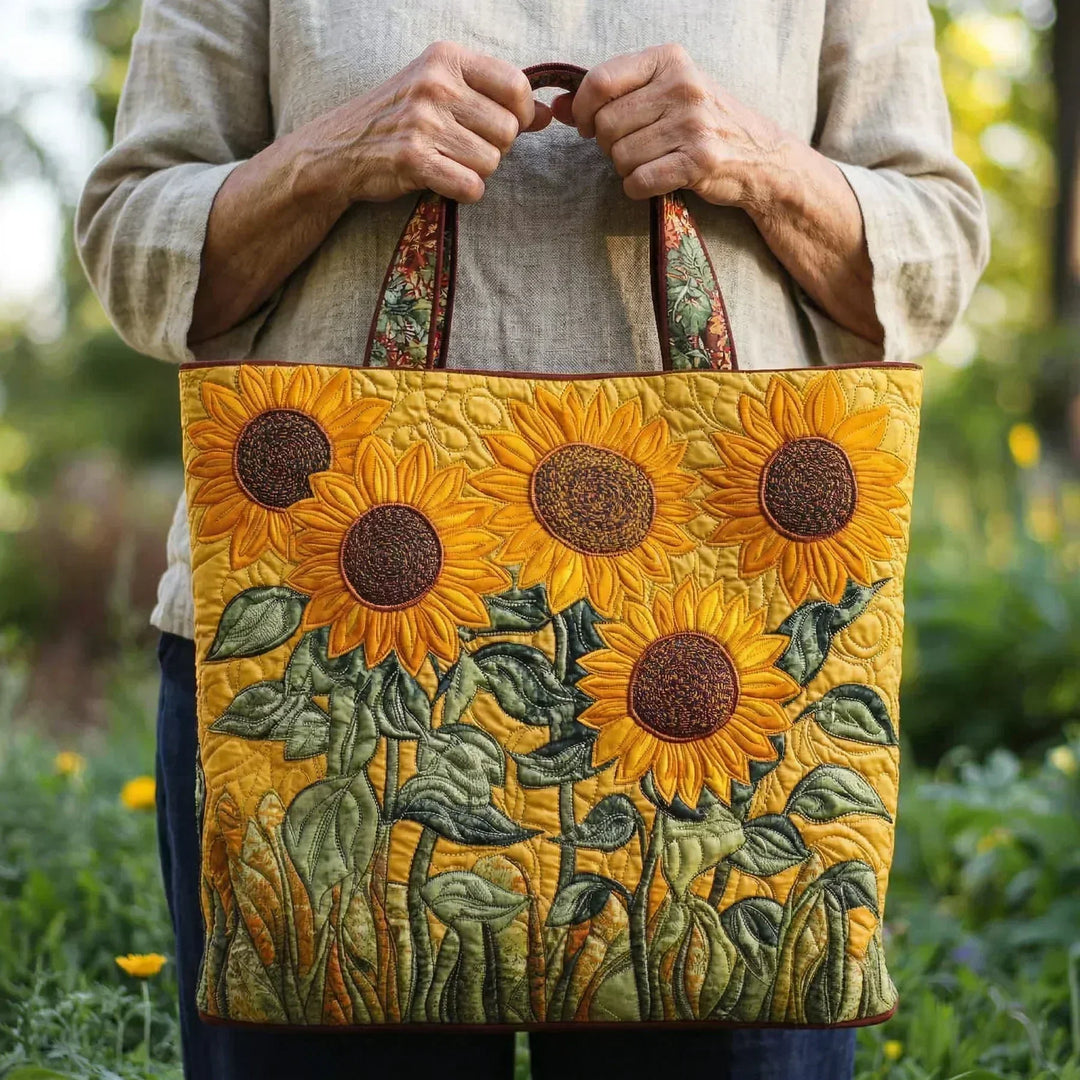 Klassisk Quiltet Bag - Solblomster