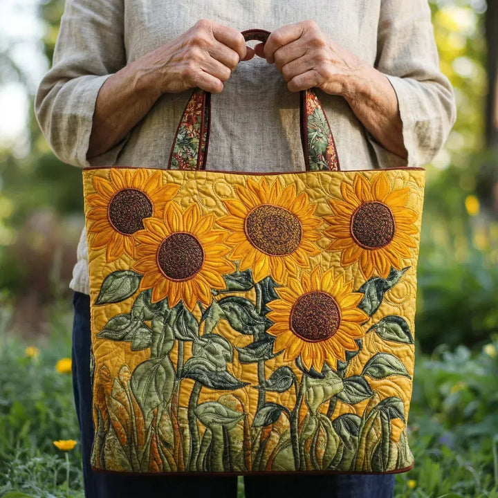 Klassisk Quiltet Bag - Solblomster
