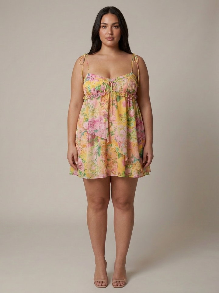 Blomstrete Mini Kjole