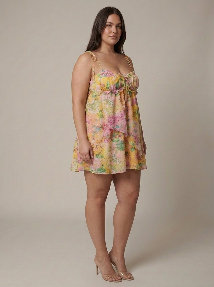 Blomstrete Mini Kjole