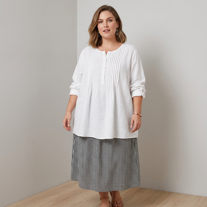 Farah┃Ensfarget, uformell tunika med knapper