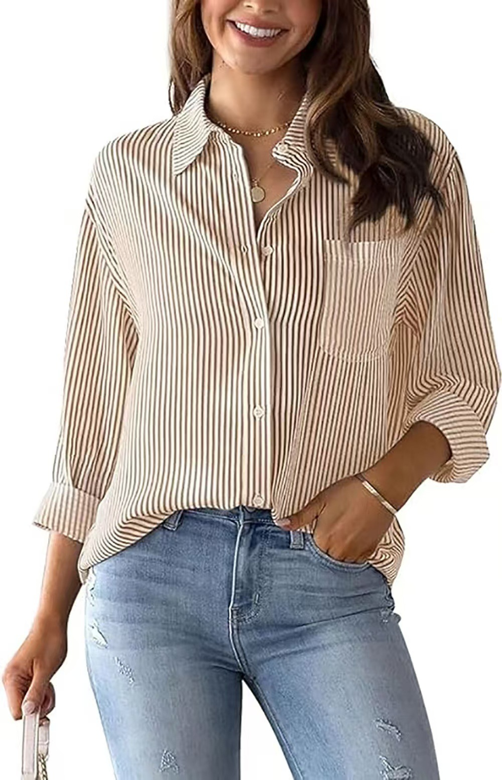 Vintage Stripete Bluse
