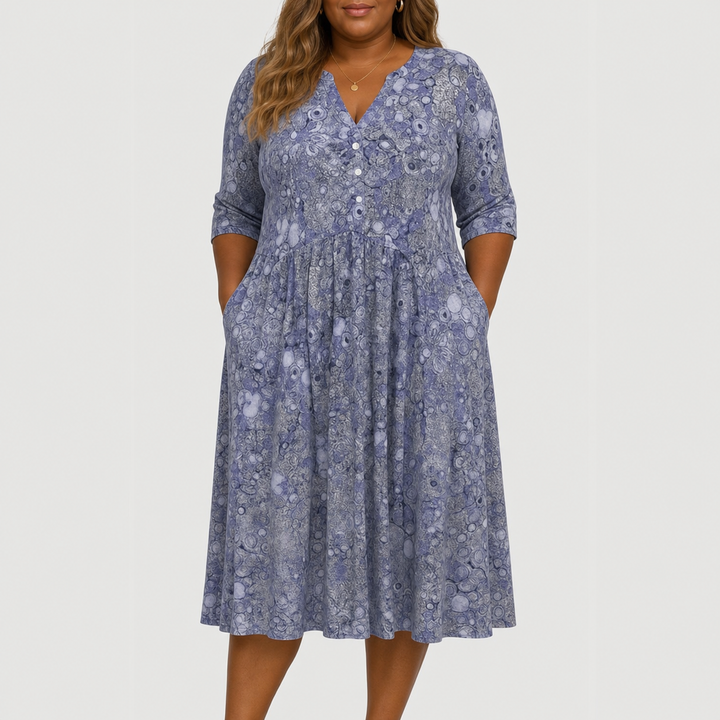 Evelyn | Elegant Midi Kjole Med Lommer