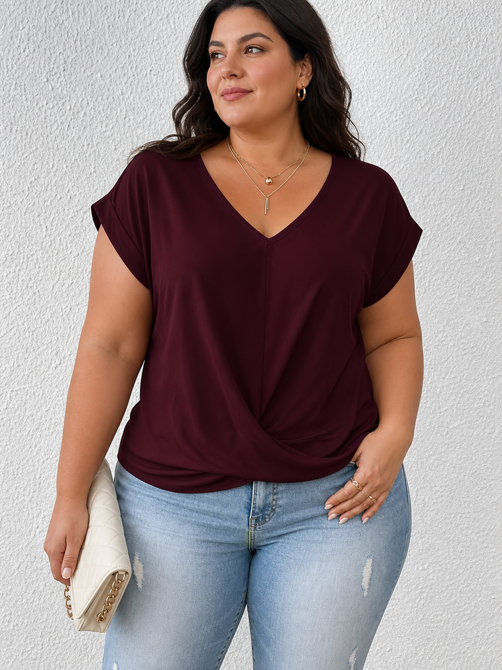 BELLA | Klassisk Twist Detalj V-Hals Topp