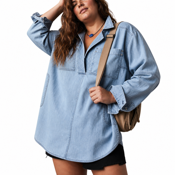 Emilia | Chic V-hals Denim Tunika Top