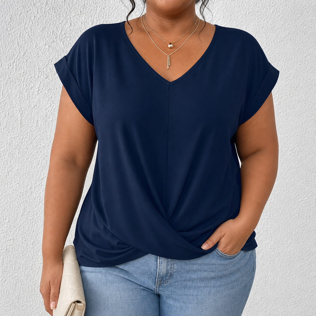 BELLA | Klassisk Twist Detalj V-Hals Topp