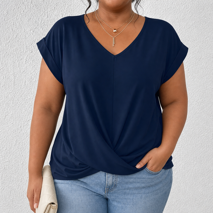 BELLA | Klassisk Twist Detalj V-Hals Topp