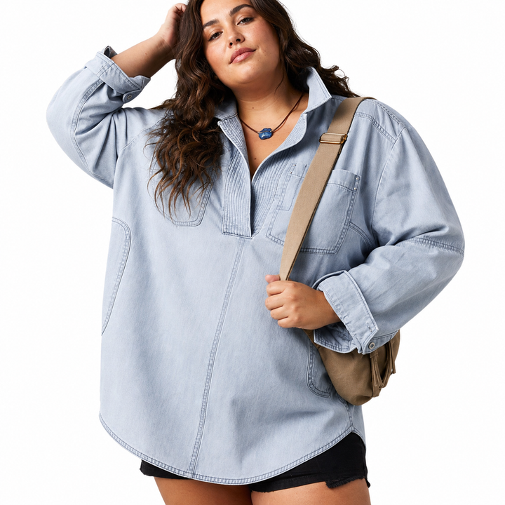 Emilia | Chic V-hals Denim Tunika Top