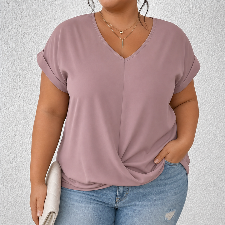 BELLA | Klassisk Twist Detalj V-Hals Topp