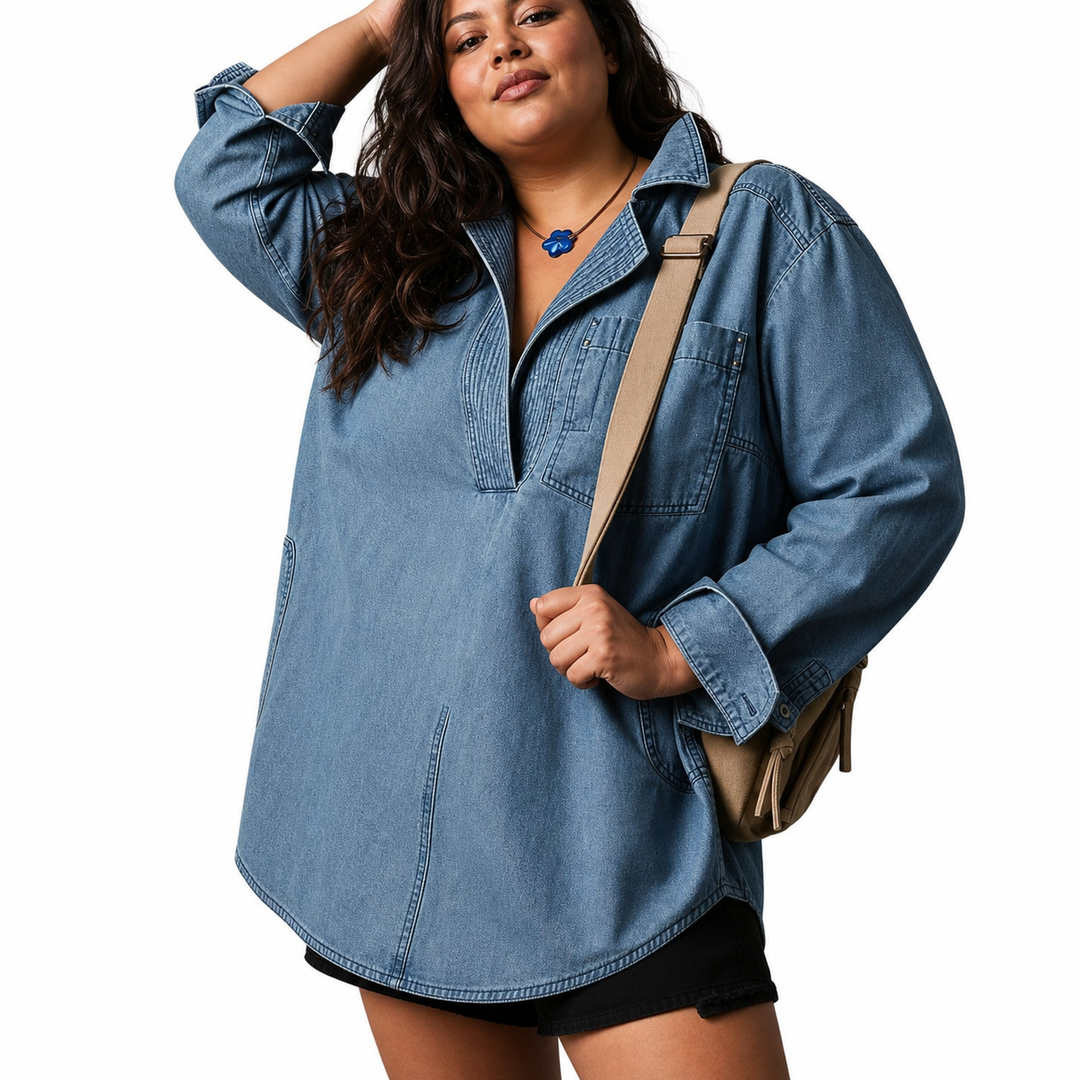 Emilia | Chic V-hals Denim Tunika Top