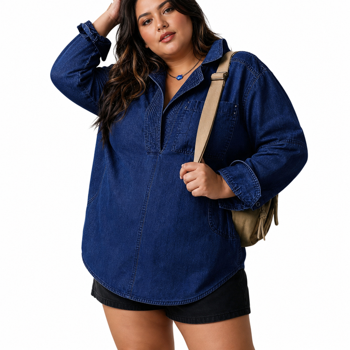 Emilia | Chic V-hals Denim Tunika Top