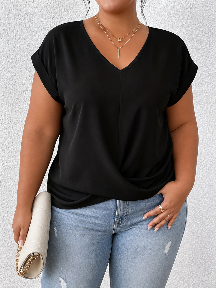 BELLA | Klassisk Twist Detalj V-Hals Topp
