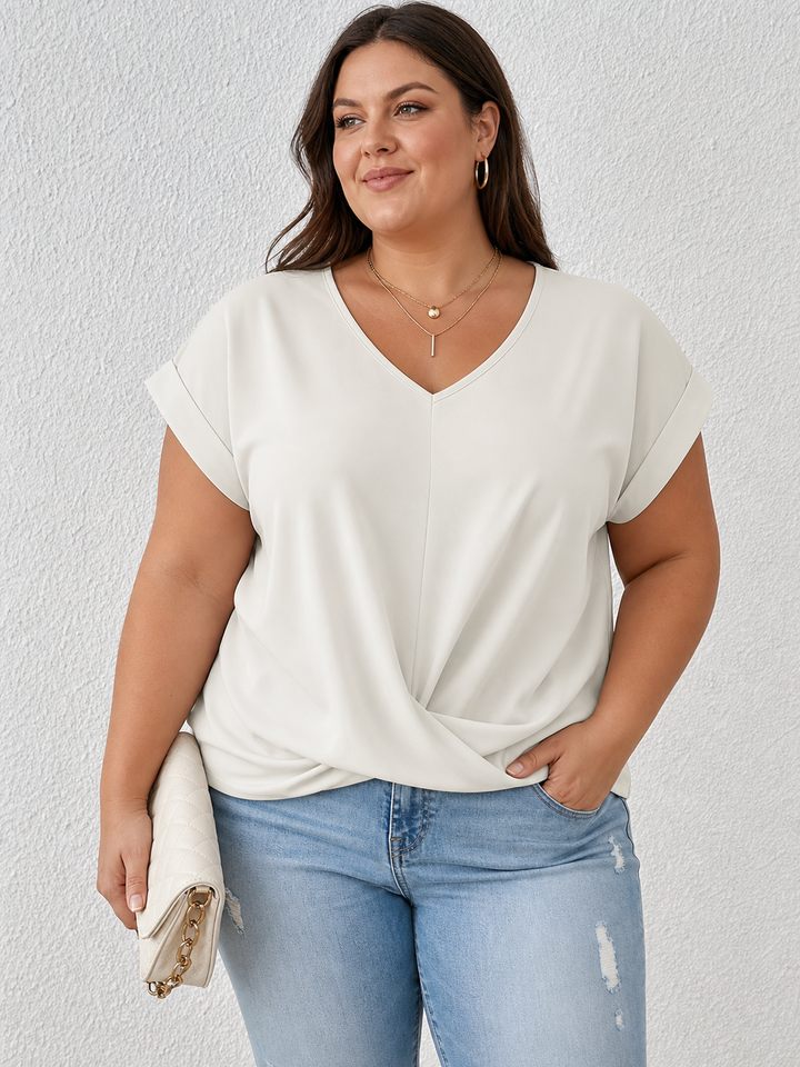 BELLA | Klassisk Twist Detalj V-Hals Topp