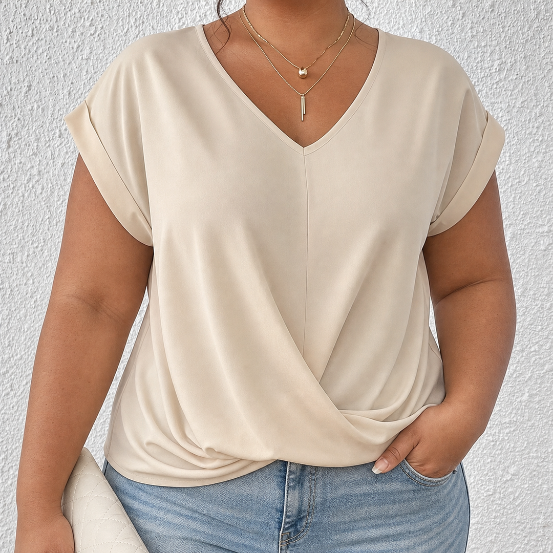BELLA | Klassisk Twist Detalj V-Hals Topp