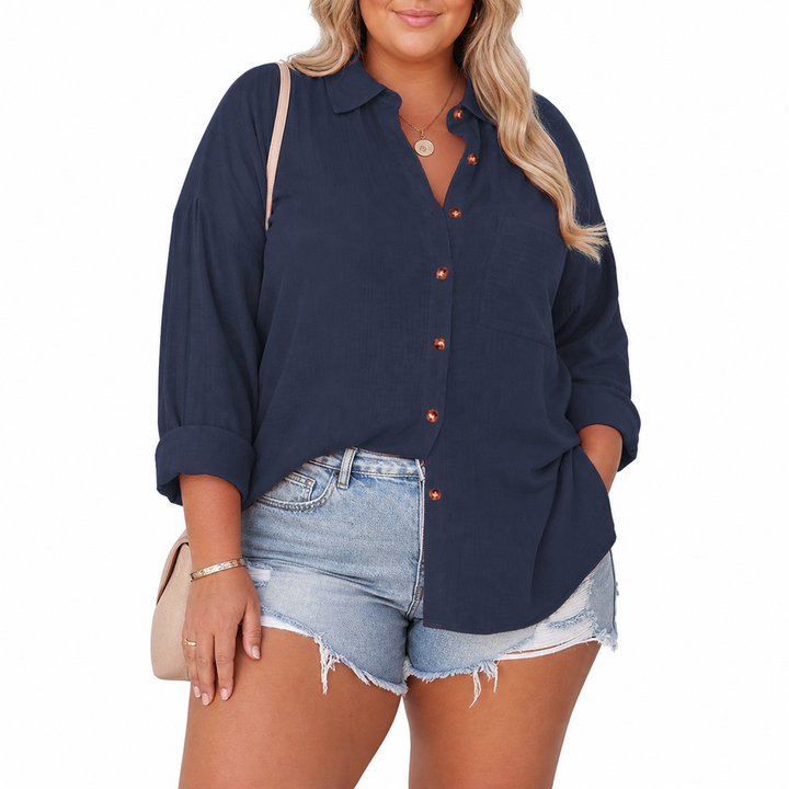 MADELYN | Uformell Skjorte med Knapper og Lange Ermer