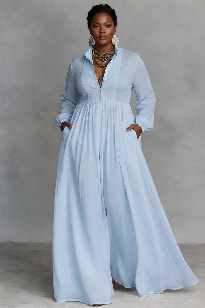 Yvaine | Flytende Knappefront Maxi Kjole