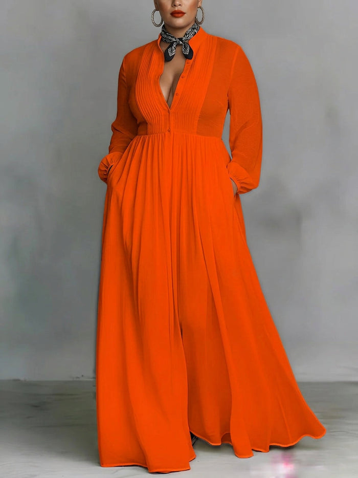Cassia | Flytende Knappefront Maxi Kjole
