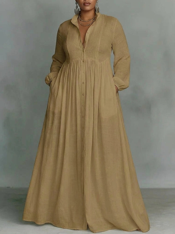 Perdita | Flytende Knappe-Front Maxi Kjole