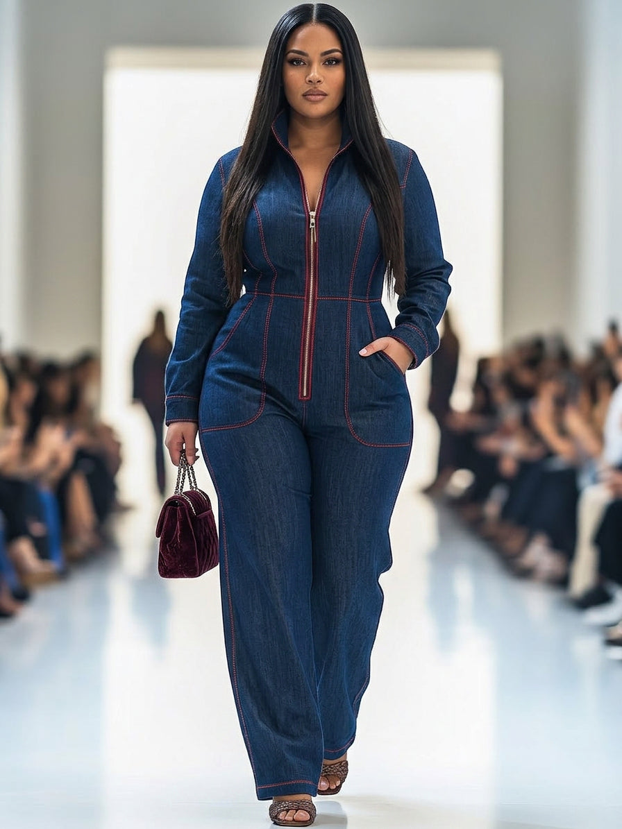 Rosa - Avslappet Jumpsuit med Bred Bein