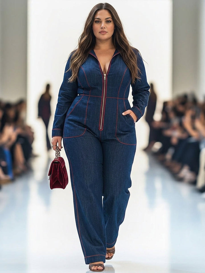 Rosa - Avslappet Jumpsuit med Bred Bein