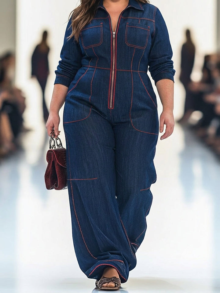 Rosa - Avslappet Jumpsuit med Bred Bein