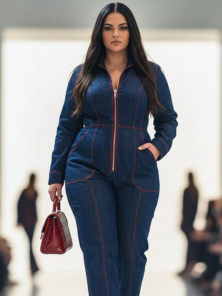 Rosa - Avslappet Jumpsuit med Bred Bein