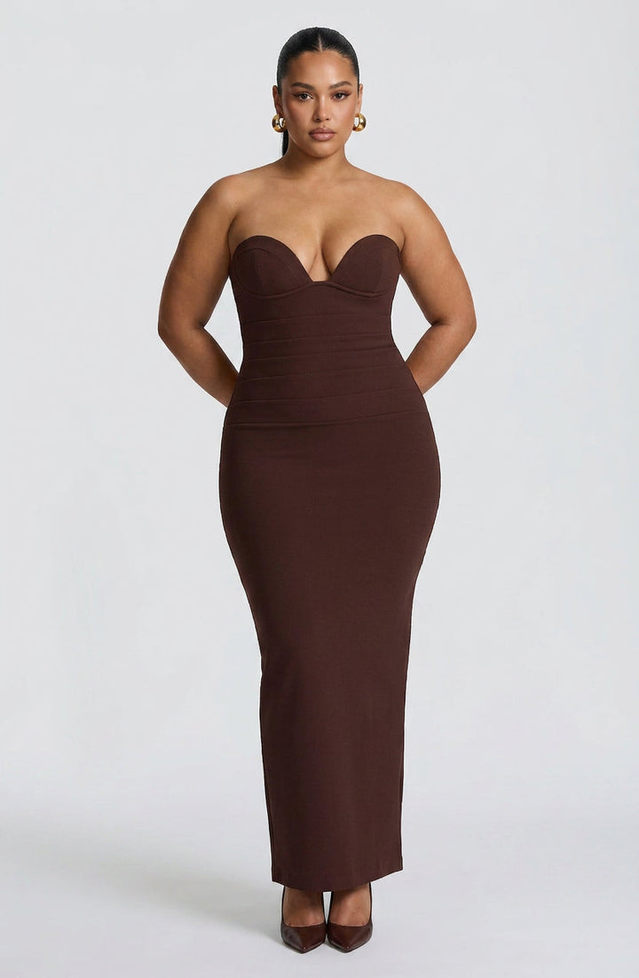 Loredana Maxi Kjole - Plommebrun