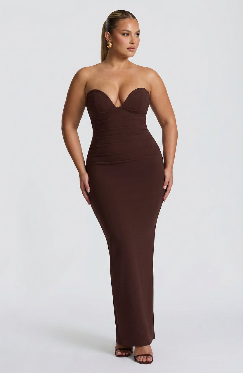 Loredana Maxi Kjole - Plommebrun