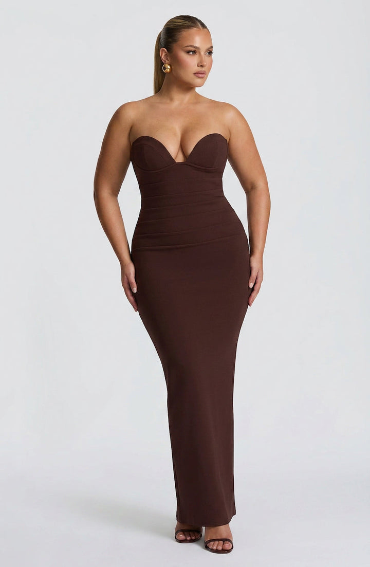 Loredana Maxi Kjole - Plommebrun
