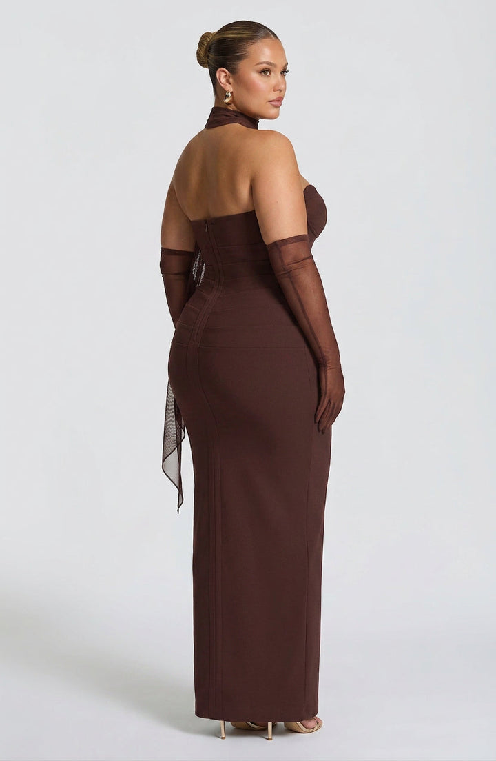 Loredana Maxi Kjole - Plommebrun