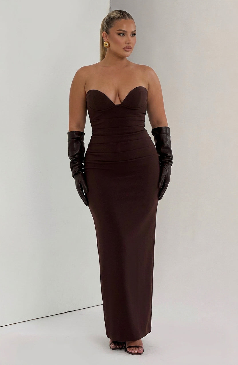 Loredana Maxi Kjole - Plommebrun
