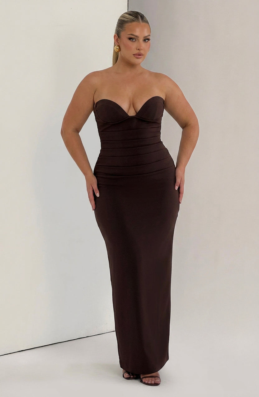 Loredana Maxi Kjole - Plommebrun