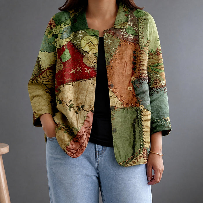 Dame Skjorte med Patchwork Print og Avslappet Passform