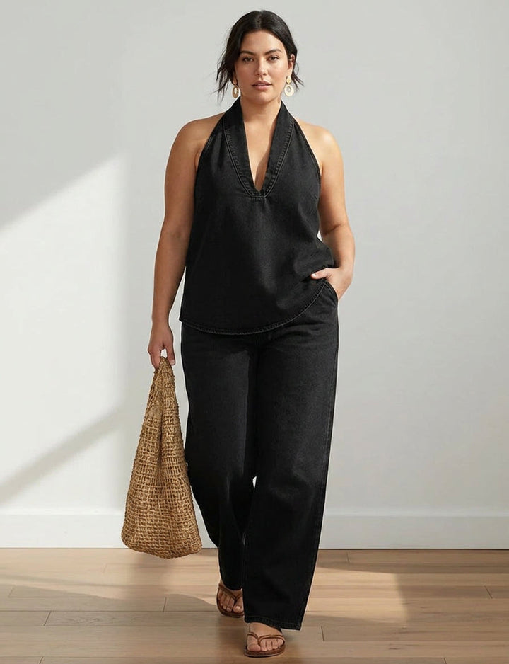 Junia | Vintage Vasket Myk Denim-Look To-Delers Sett