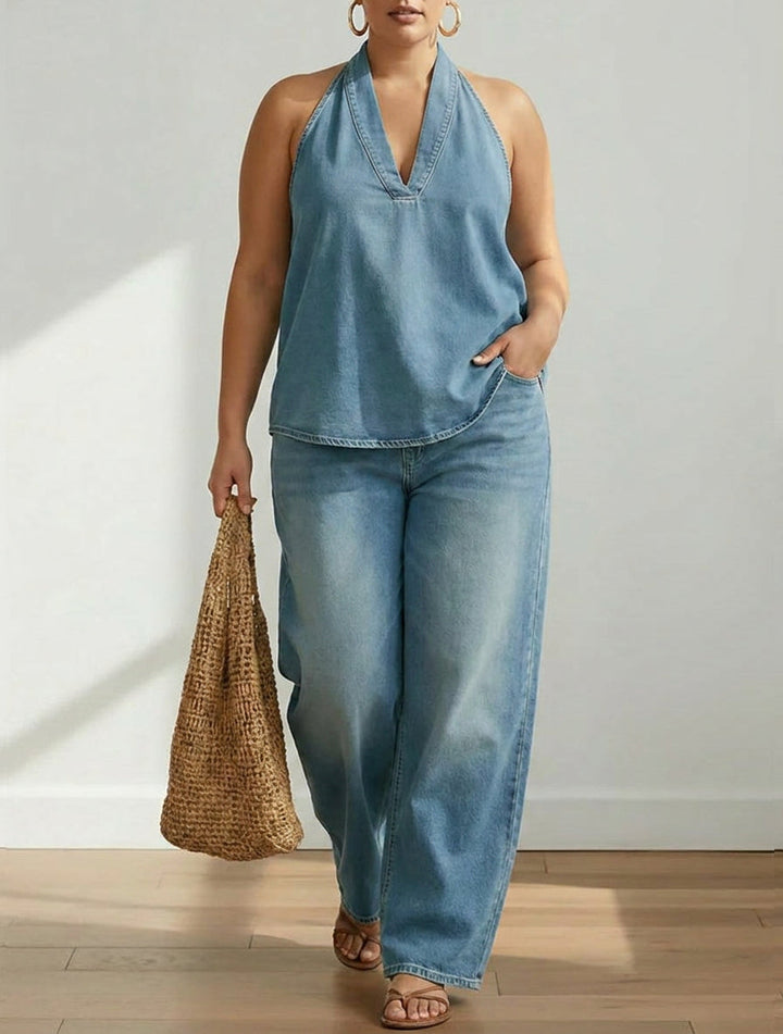 Junia | Vintage Vasket Myk Denim-Look To-Delers Sett