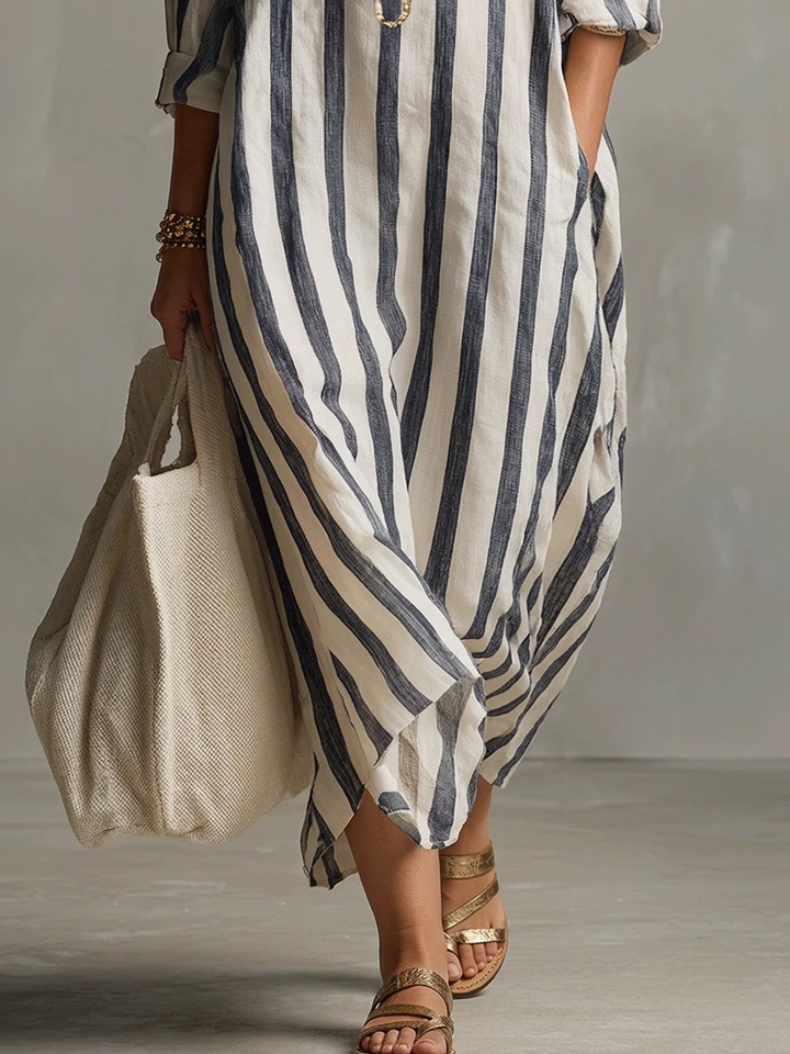 Odette | Stripet Oversized Maxi Kjole