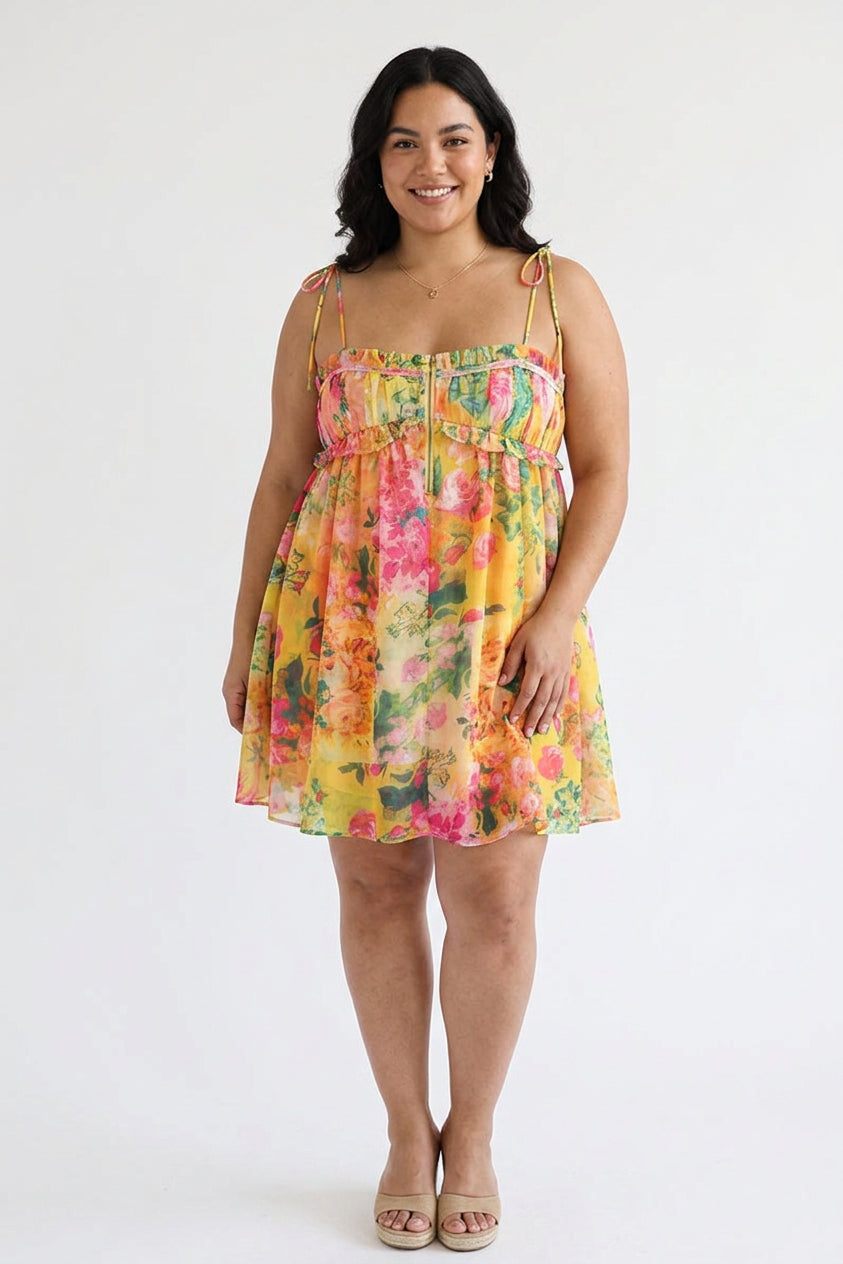 Blomstrete Mini Kjole
