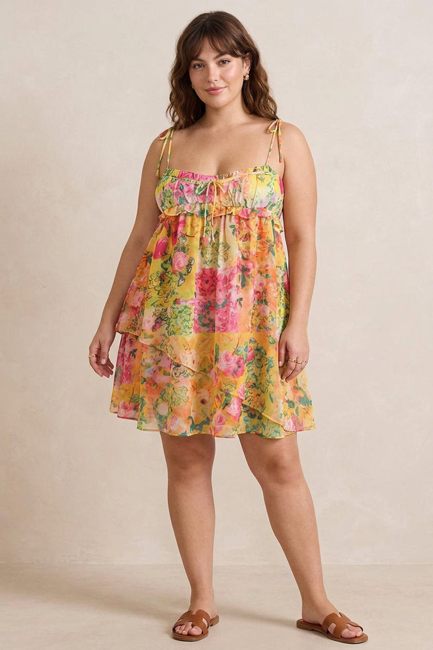 Blomstrete Mini Kjole