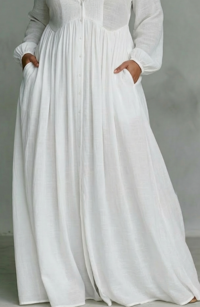 Cordelia | Flytende Knappefront Maxi Kjole