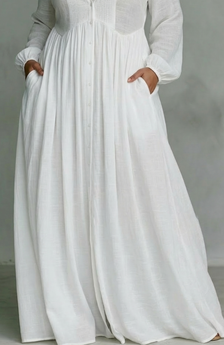 Cordelia | Flytende Knappefront Maxi Kjole