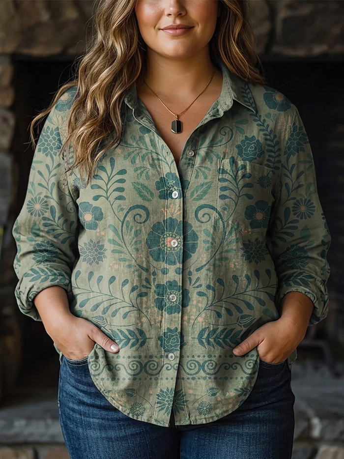 Juniper | Vintage Blomstermønster Casual Langermet
