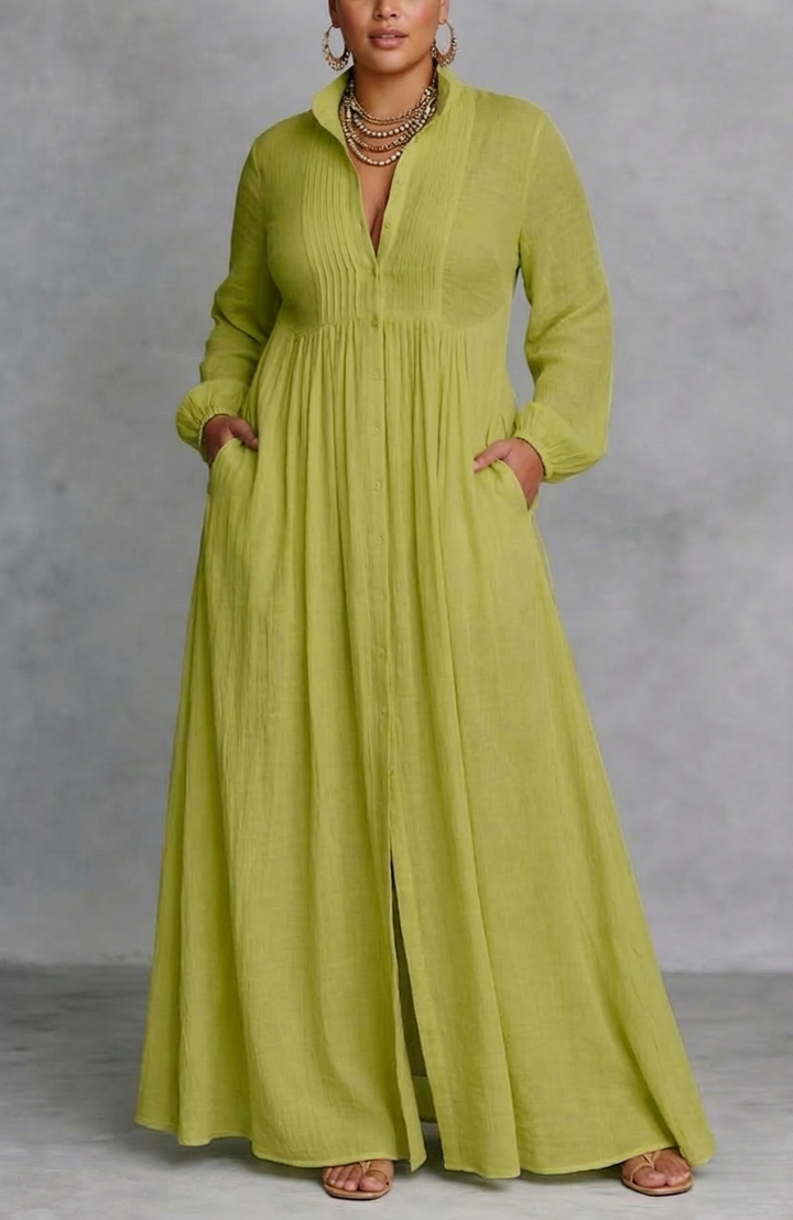 Cordelia | Flytende Knappefront Maxi Kjole