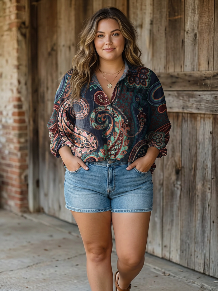 Alba | Paisley Fargerik Kunsttrykk Casual Langermet