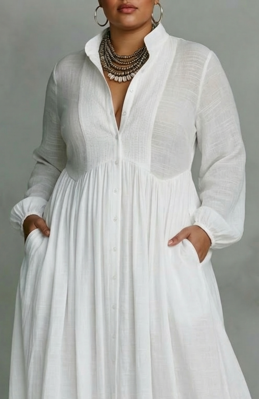 Cordelia | Flytende Knappefront Maxi Kjole