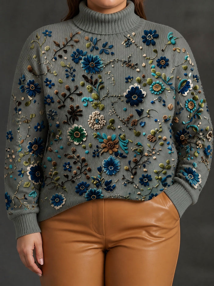 Dame Pologenser med Ballongerm og Brodert Blomstermotiv