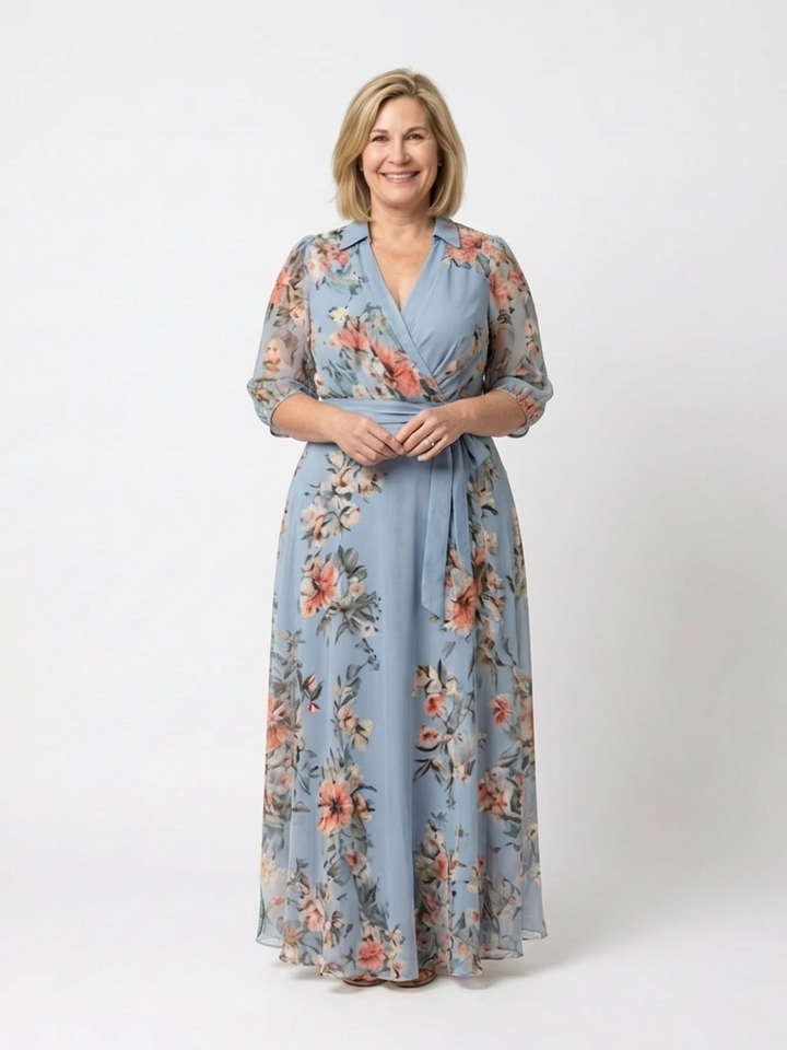 Hedda | Blomstrete Wrap V-hals Maxi Kjole