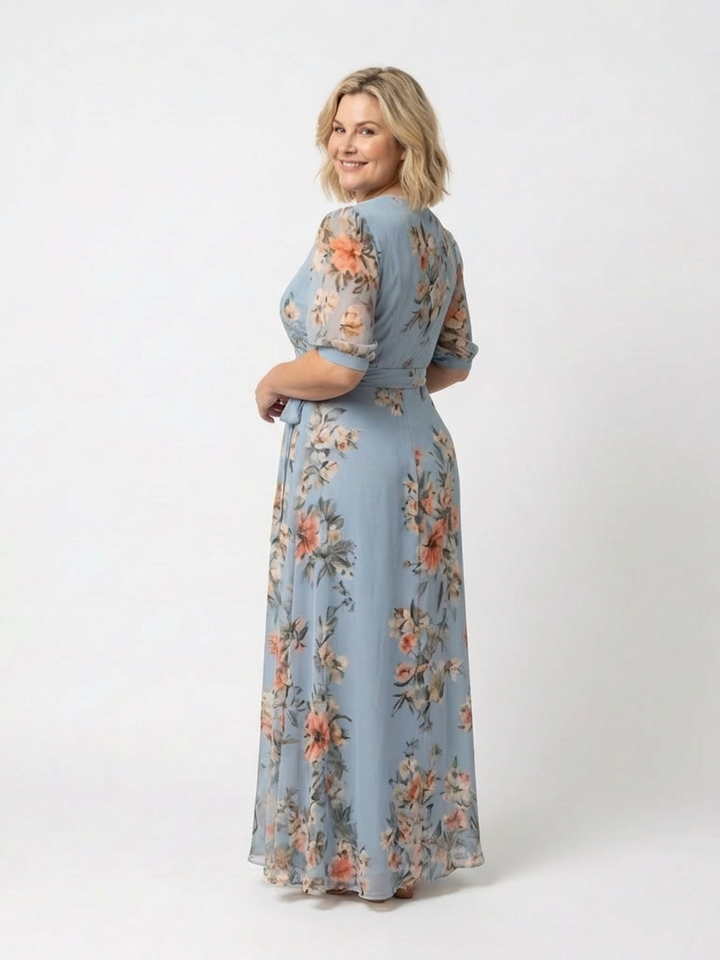 Hedda | Blomstrete Wrap V-hals Maxi Kjole