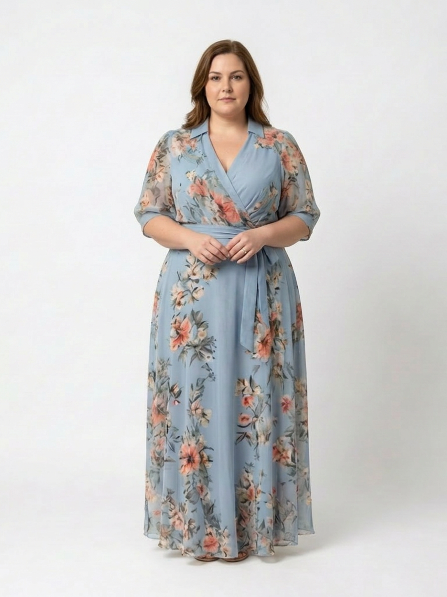 Hedda | Blomstrete Wrap V-hals Maxi Kjole